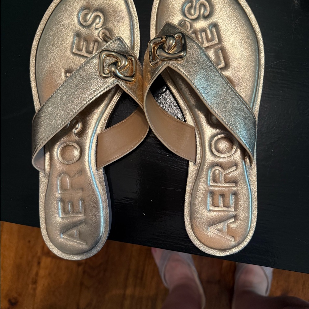 Aerosoles Metallic Gold Slide Sandals